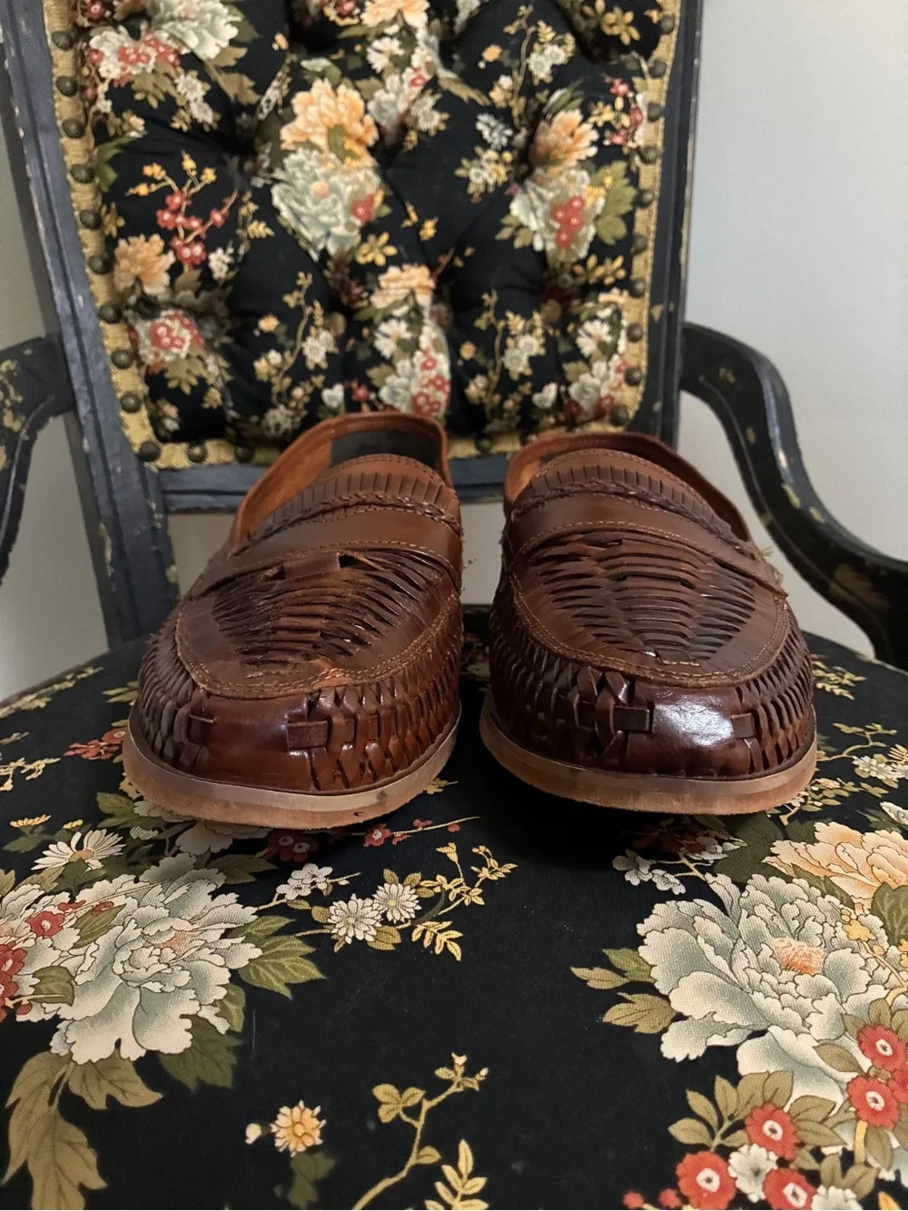 Dune London Brown Brickles Leather Woven Loafers
